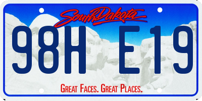 SD license plate 98HE19