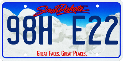 SD license plate 98HE22