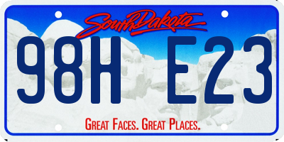 SD license plate 98HE23