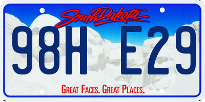 SD license plate 98HE29