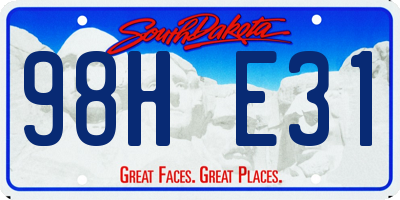 SD license plate 98HE31
