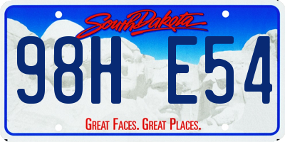 SD license plate 98HE54
