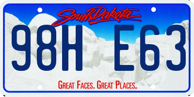 SD license plate 98HE63