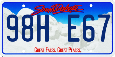 SD license plate 98HE67