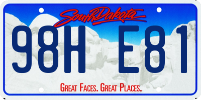 SD license plate 98HE81