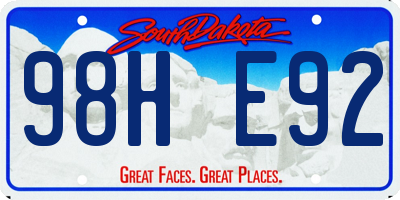 SD license plate 98HE92