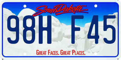 SD license plate 98HF45