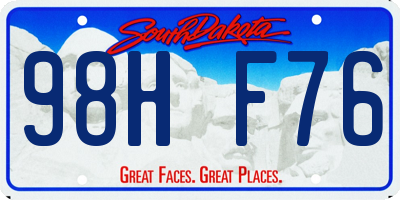 SD license plate 98HF76