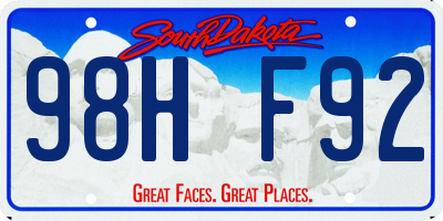 SD license plate 98HF92