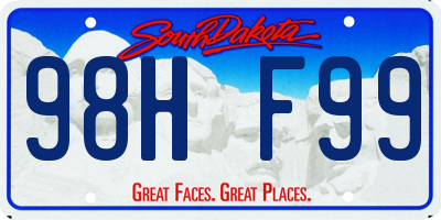SD license plate 98HF99