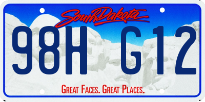 SD license plate 98HG12