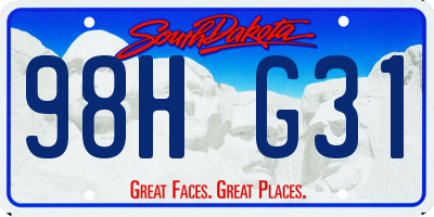 SD license plate 98HG31