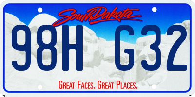 SD license plate 98HG32