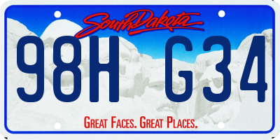 SD license plate 98HG34