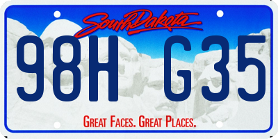 SD license plate 98HG35
