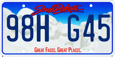 SD license plate 98HG45