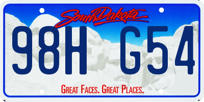 SD license plate 98HG54