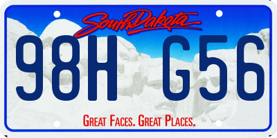 SD license plate 98HG56