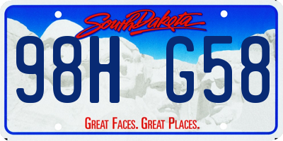 SD license plate 98HG58