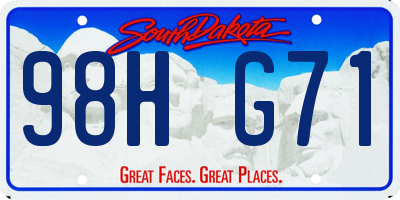 SD license plate 98HG71
