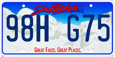 SD license plate 98HG75