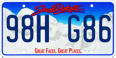 SD license plate 98HG86