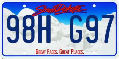 SD license plate 98HG97