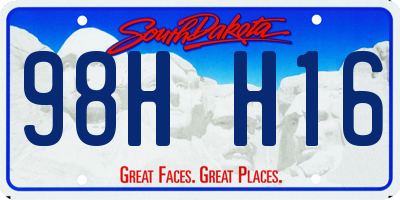 SD license plate 98HH16