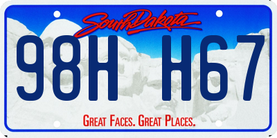 SD license plate 98HH67