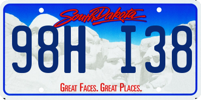 SD license plate 98HI38