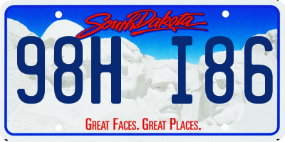 SD license plate 98HI86