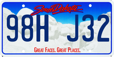SD license plate 98HJ32