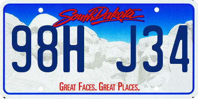 SD license plate 98HJ34