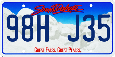 SD license plate 98HJ35