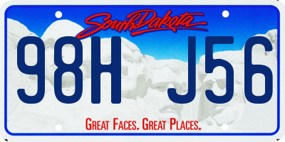 SD license plate 98HJ56