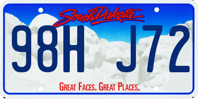 SD license plate 98HJ72