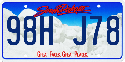 SD license plate 98HJ78