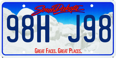 SD license plate 98HJ98