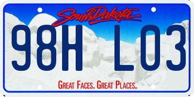 SD license plate 98HL03