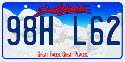 SD license plate 98HL62
