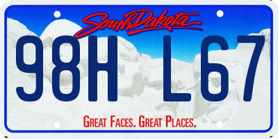 SD license plate 98HL67