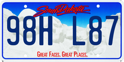 SD license plate 98HL87