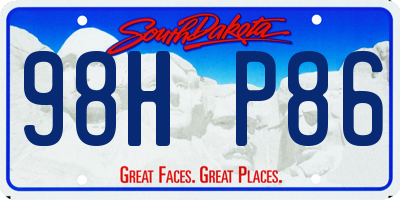 SD license plate 98HP86