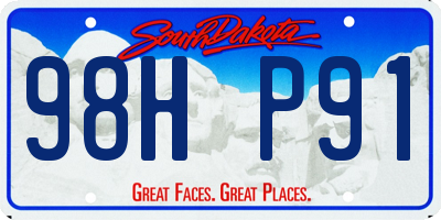 SD license plate 98HP91