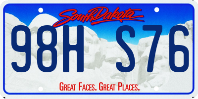 SD license plate 98HS76