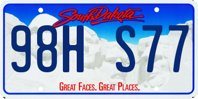 SD license plate 98HS77