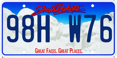 SD license plate 98HW76