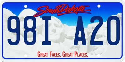 SD license plate 98IA20