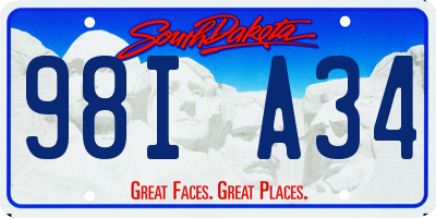 SD license plate 98IA34
