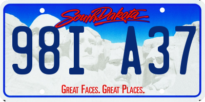 SD license plate 98IA37